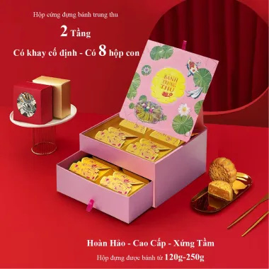 Hộp Cứng Đựng 4 Bánh Trung Thu – Có Khay Cố Định 4 Hộp Con Cao Cấp