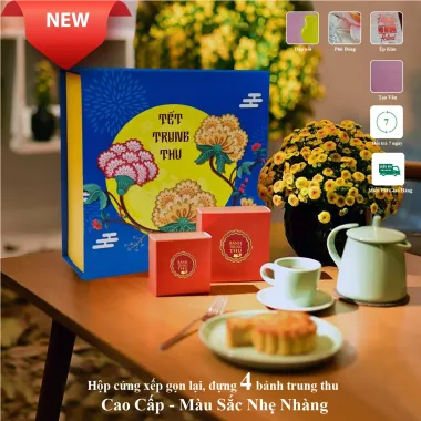 Hộp Cứng Đựng 4 Bánh Trung Thu – Có Khay Cố Định 4 Hộp Con Cao Cấp