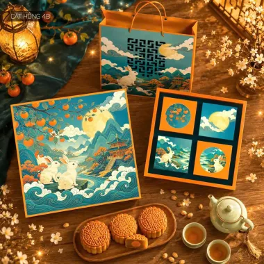 COMBO Túi Hộp Trung Thu 4 Bánh - Hàng Sẵn Tại Xưởng