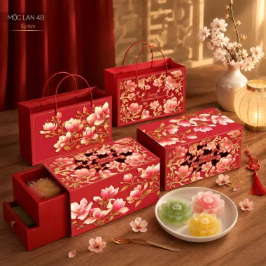 COMBO Túi Hộp Trung Thu 4 Bánh - Hàng Sẵn Tại Xưởng