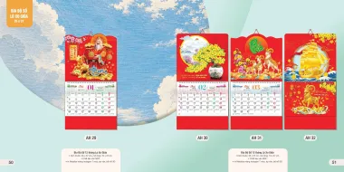 Lịch Bìa Bộ Số 12 Tháng Lò Xo Giữa  – Lịch Bìa Lò Xo Giữa Gắn Bloc