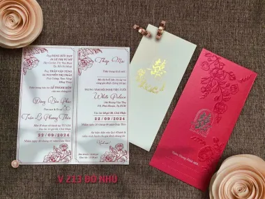 Thiệp Cưới : Thiết Kế In Ấn Ép Nhũ Trọn Bộ Gía Rẻ