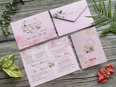 Thiệp Cưới : Thiết Kế In Ấn Ép Nhũ Trọn Bộ Gía Rẻ